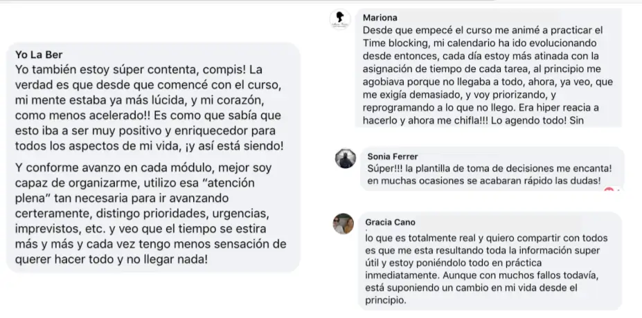 Opiniones y testimonios de alumnos de Productivida