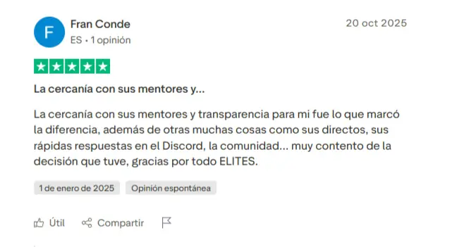 opiniones alumnos de Amzn Elite en Trust Pilot