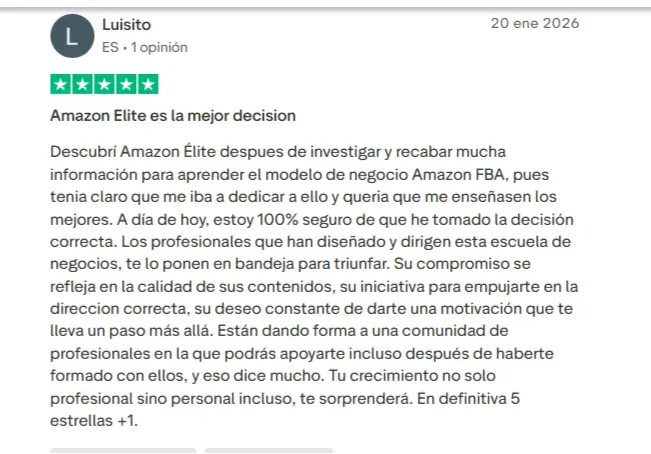 opiniones alumnos de Amzn Elite en Trust Pilot