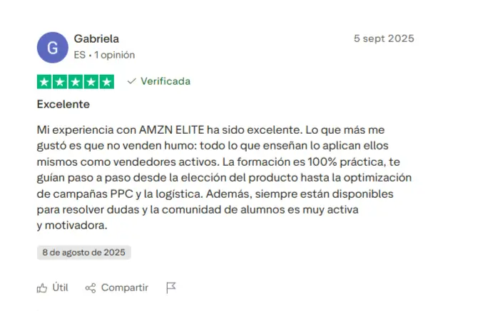 opiniones alumnos de Amzn Elite en Trust Pilot