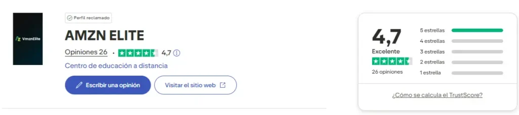 opiniones alumnos de Amzn Elite en Trust Pilot