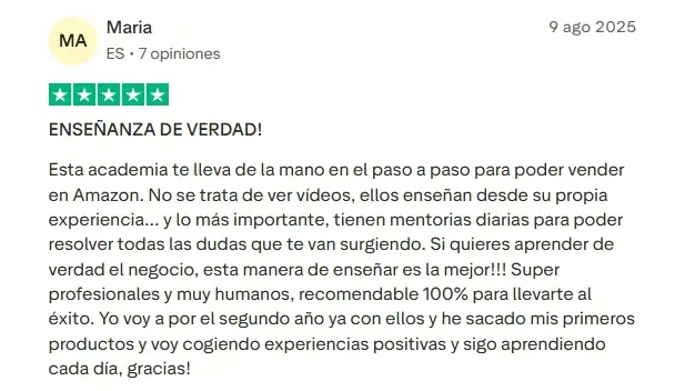 opiniones alumnos de Amzn Elite en Trust Pilot