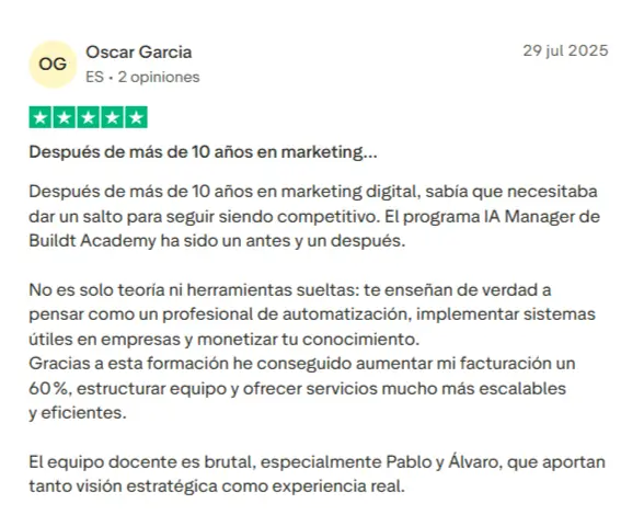 Opiniones y testimonios de Buildt Academy en Trustpilot