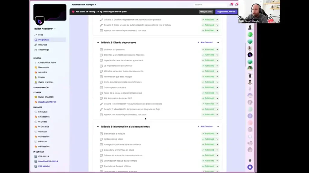 Opiniones Buildt Academy, la plataforma del curso por dentro
